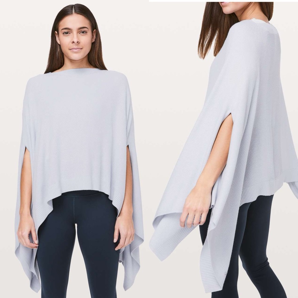 Lululemon ONE SIZE Forward Flow silk blend Capr Poncho in Silver Fox